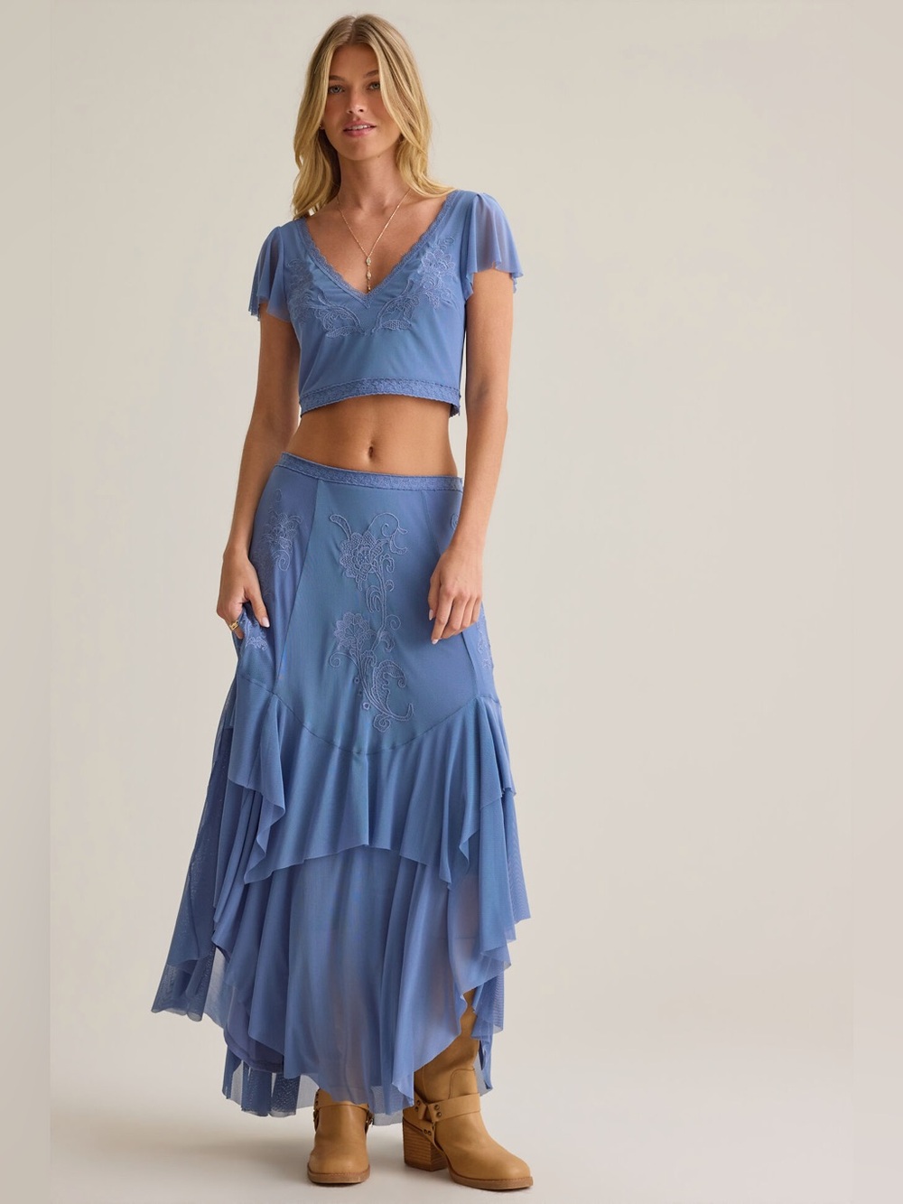 Altar’d State Carlin Embroidered Two-Piece Set XS NWT